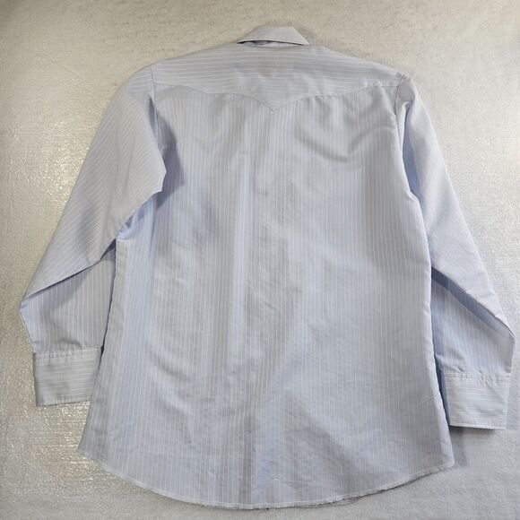 VTG Panhandle Slim Pearl Snap Shirt Mens 16.5 Blue Textured Stripes Western 90s - Picture 4 of 13